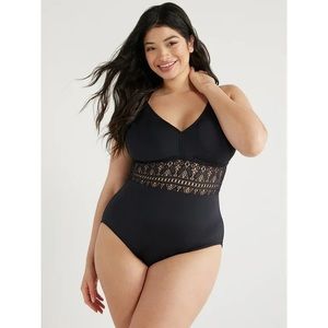 Plus Size Chic Black High Leg Swimsuit size 3X 24W-26W